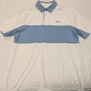 Under Armour White and Blue Golf Polo